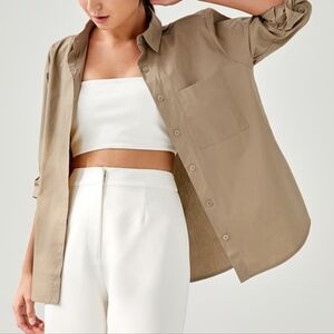 Love, Bonito Mayven Classic Button Down Shirt - Khaki, S